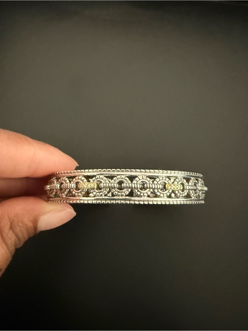 Judith Ripka bracelet cuff 14k gold accents